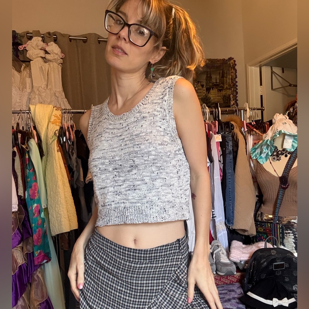 Knot Sisters Black and White Knit Tank Top XS TO Medium - Picture 4 of 9